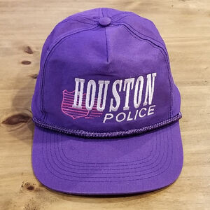 Vintage Houston Police Hat Snapback Purple Rope 90s 80s Kati One Size Adjustable